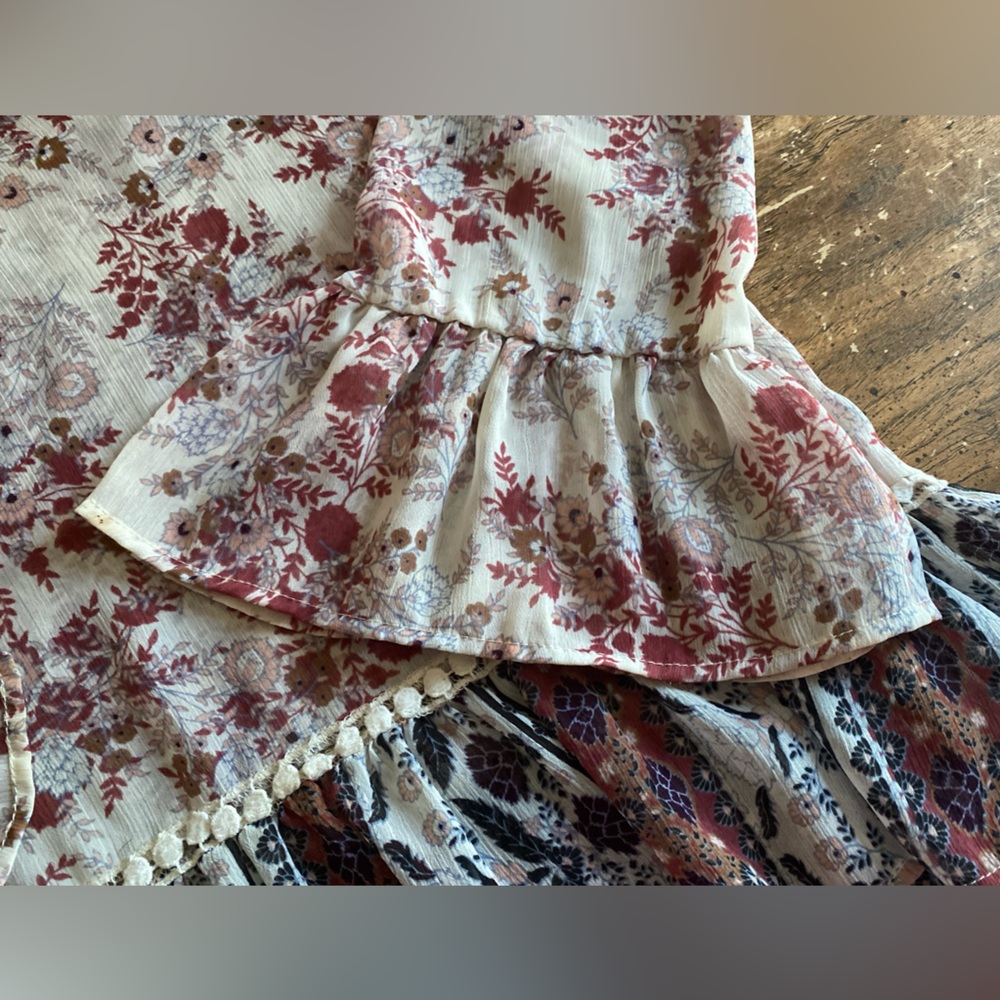 Clover + Scout Boho Multi Print Sheer Top w/ Flowy Sleeves - Very Cute, Girly - Picture 3 of 8